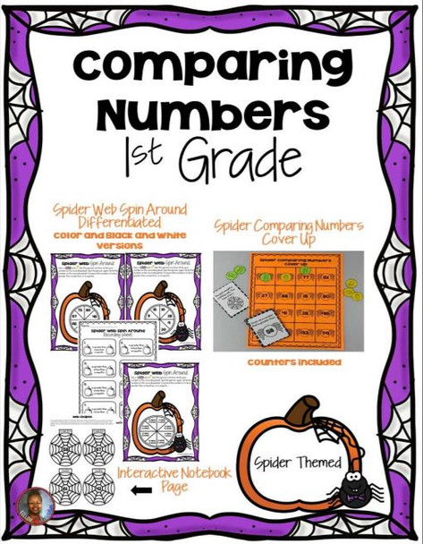 1st Grade Comparing Numbers Spider Themed