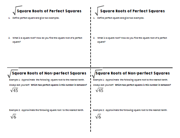 Square Root Notes for Interactive Notebooks