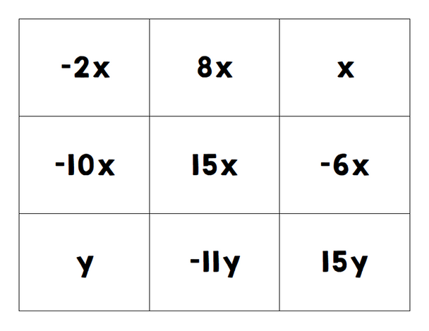 Combine Like Terms Class Activity