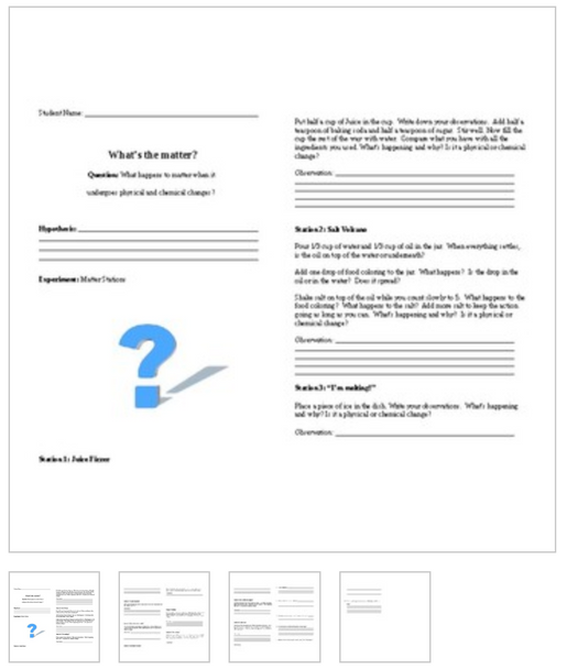 Physical & Chemical Changes Lab Book