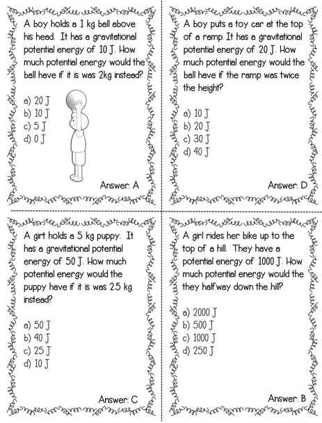 Potential and Kinetic Energy Task Cards: NGSS MS-PS-3-1 and MS-PS-3-2 