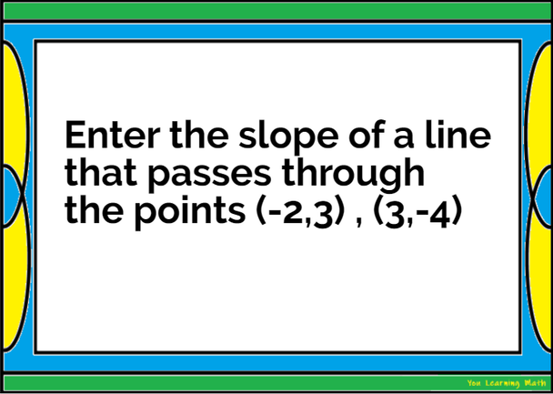 Finding the Slope of a Line given 2 Points: Google Forms Quiz- 24 Problems