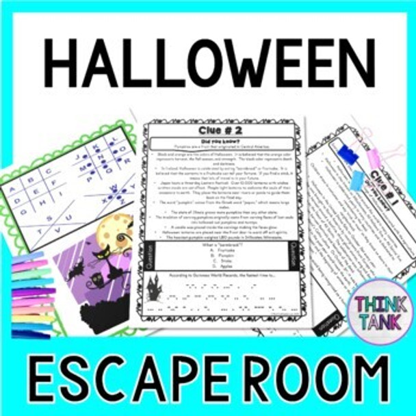 Halloween Escape Room - Reading Comprehension - October Activity - No Prep
