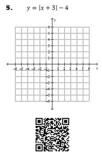 Graphing Absolute Value Functions: QR Code Activity - 16 Problems