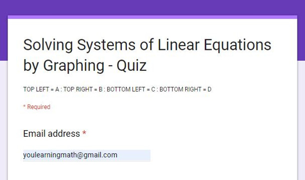 Solving Systems of Linear Equations by Graphing: Google Forms Quiz - 20 Problems