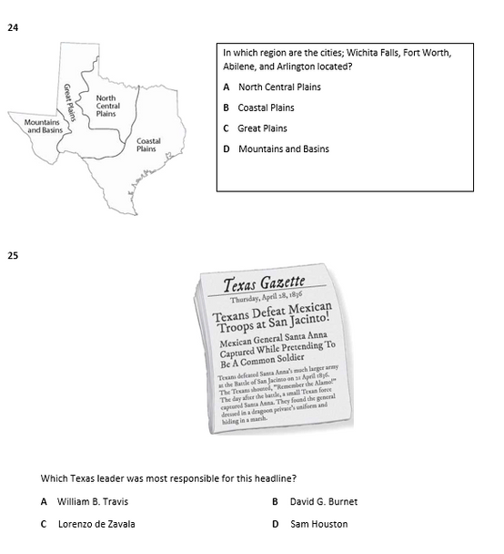 Texas History Fall Semester Exam Final