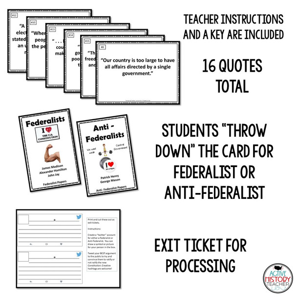 Federalist vs. Anti-Federalist Quote Throw Down plus exit ticket