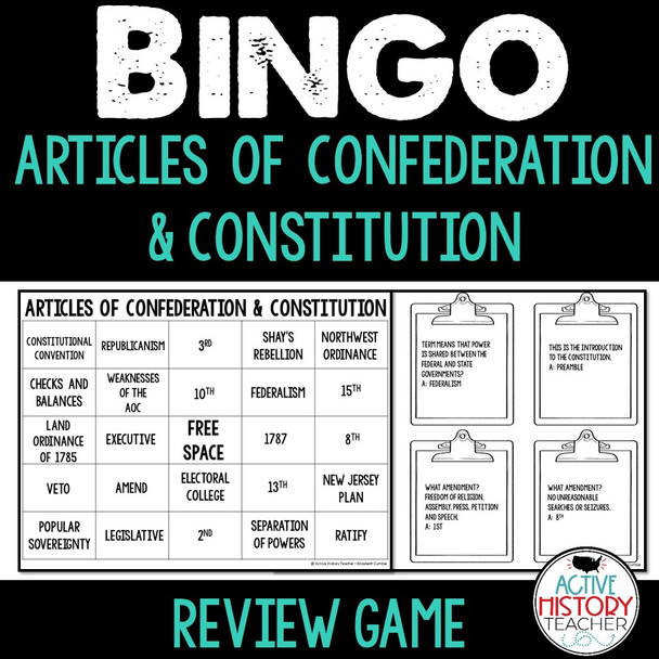 Articles of Confederation Constitution Bingo Review STAAR Review