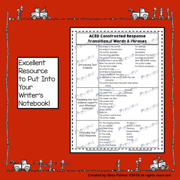 Short Constructed Response ACED Acronym Guided Notes Resource Pages