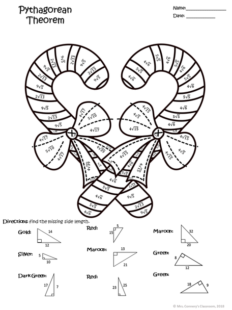 Christmas/Holiday Geometry Color Sheets (Congruence, Pythagorean Thm, etc)