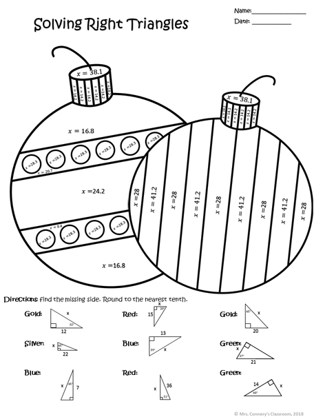 Christmas/Holiday Geometry Color Sheets (Congruence, Pythagorean Thm, etc)