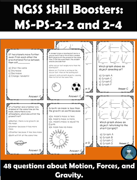 Motion and Forces Task Cards NGSS MS-PS-2-2 and MS-PS-2-4