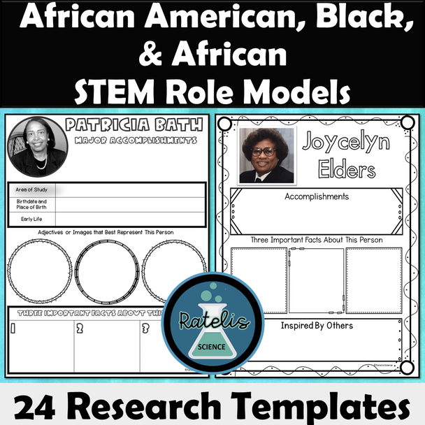 Scientist Biographies #1: 24 STEM African, Black, and African-American Scientists Research Templates