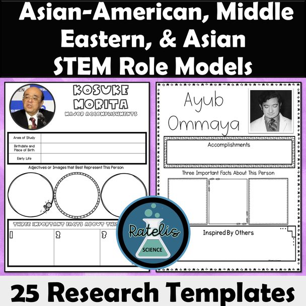 Scientist Biographies #3: 25 STEM Asian, Middle Eastern and Asian-American Scientists Research Template