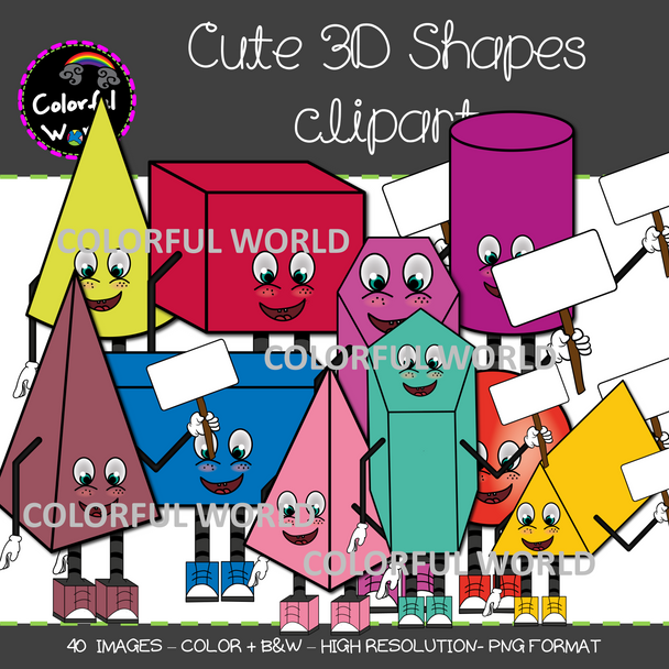 Cute 3D Shapes clipart