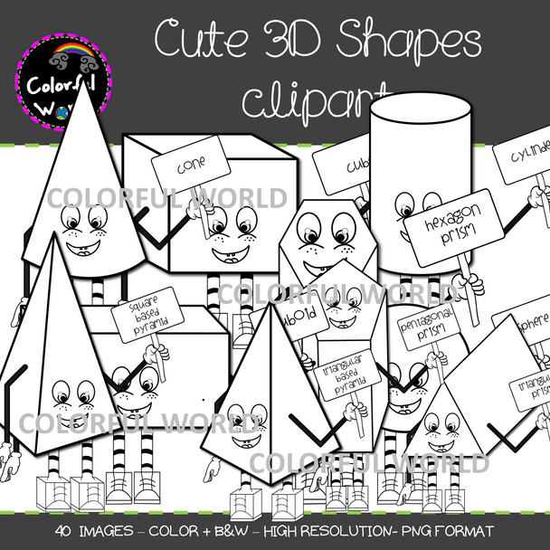 Cute 3D Shapes clipart