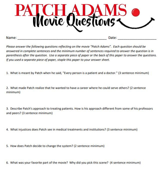 Patch Adams Discussion Questions - FREE