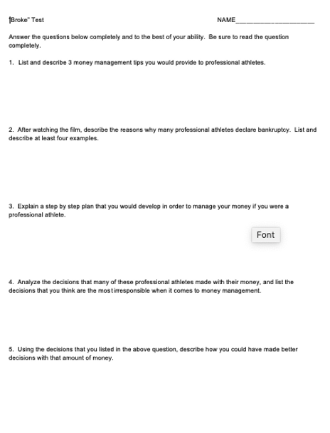Broke Review Questions