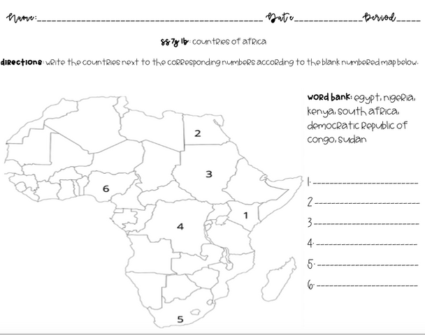 African Countries-SS7G1b Power Point and Activities