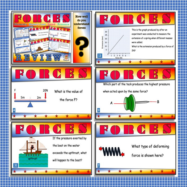 Forces - Pressure, Moments, Speed and Hooke's Law Module Plus 6 Games and Test Prep Lesson