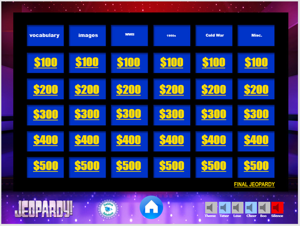 US History: WWII through Cold War Jeopardy Review Game Activity