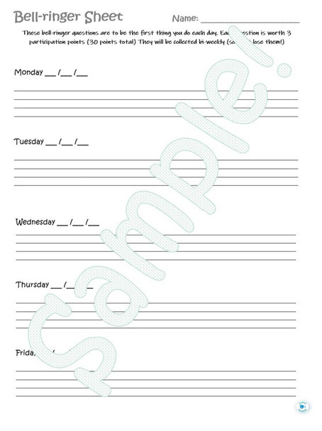 Daily Bell Ringers, printables, samples and more