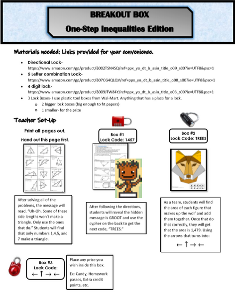 6th Math Geometry Unit Review Breakout