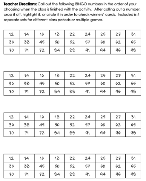 Lateral and Total Surface Area Bingo