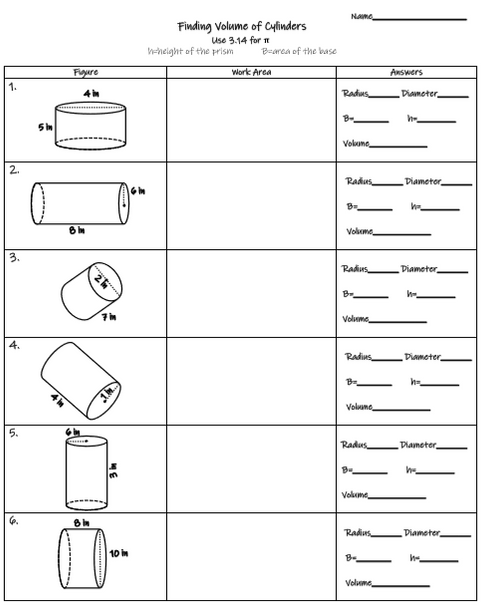 Finding Volume of Cylinders