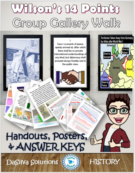 Woodrow Wilson's 14 Points - Gallery Walk, Political Cartoon & Speech Analysis