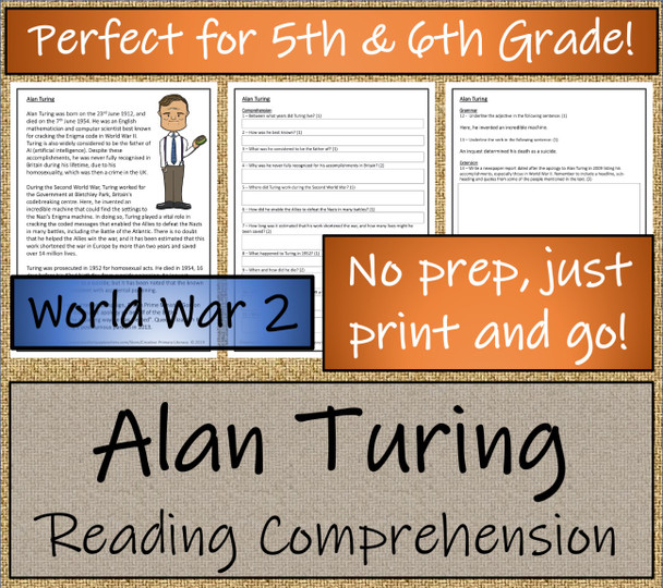 Alan Turing Close Reading Activity 5th Grade & 6th Grade