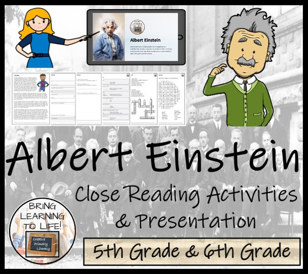 Albert Einstein Close Reading Comprehension Activities | 5th Grade & 6th Grade