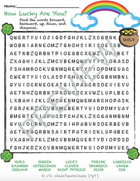 St. Patrick's Day Word Search!