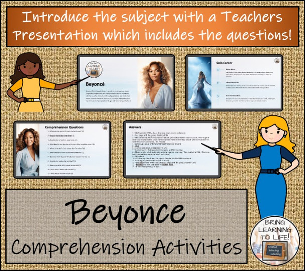Beyonce Close Reading Comprehension Activities | 5th Grade & 6th Grade