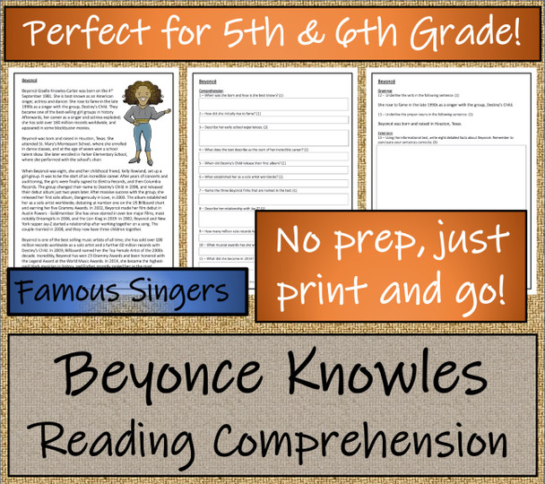 Beyonce Close Reading Activity 5th Grade & 6th Grade