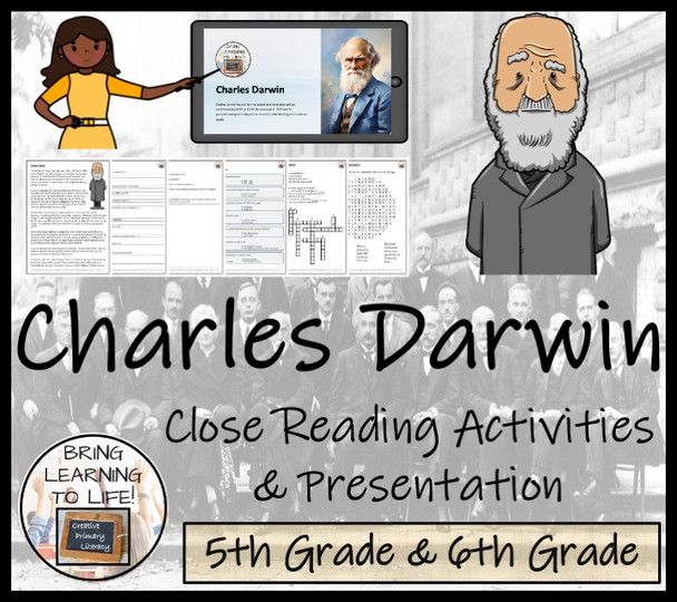 Charles Darwin Close Reading Comprehension Activities | 5th Grade & 6th Grade