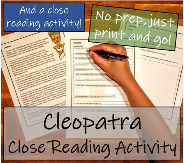 Cleopatra - 5th & 6th Grade Close Read & Biography Writing Bundle