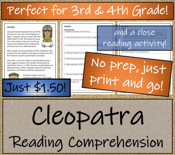 Cleopatra - 3rd & 4th Grade Close Read & Biography Writing Bundle