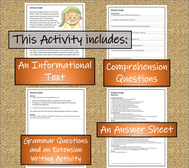 Ebenezer Scrooge Close Reading Activity | 5th Grade & 6th Grade