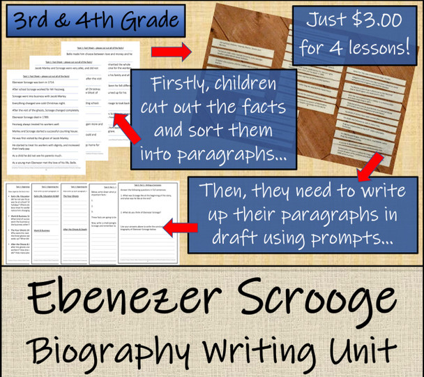 Ebenezer Scrooge - 3rd & 4th Grade Biography Writing Activity