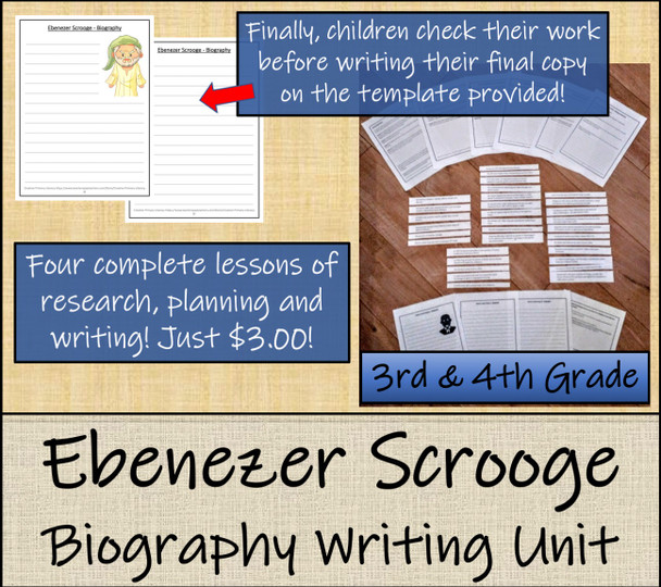Ebenezer Scrooge - 3rd & 4th Grade Biography Writing Activity