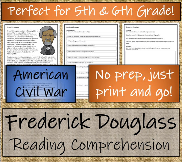 Frederick Douglass Close Reading Activity | 5th Grade & 6th Grade
