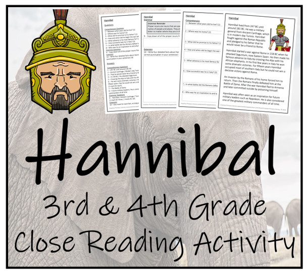 Hannibal Close Reading Activity | 3rd Grade & 4th Grade
