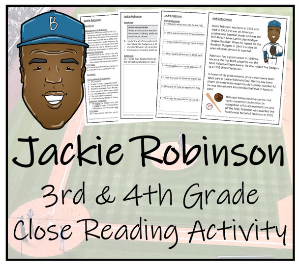 Jackie Robinson Close Reading Activity | 3rd Grade & 4th Grade