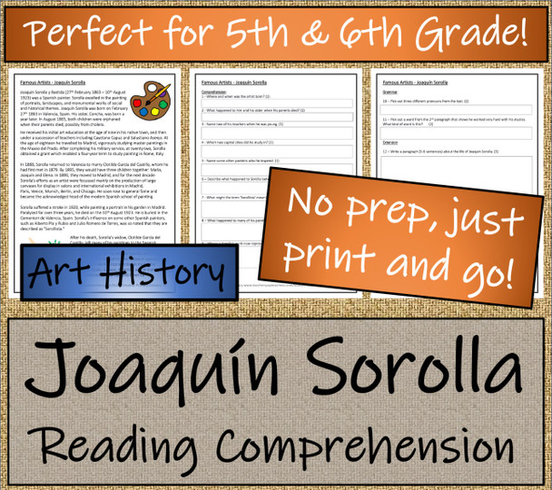 Joaquín Sorolla Close Reading Activity | 5th Grade & 6th Grade