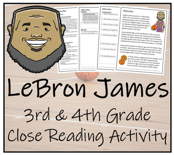 LeBron James Close Reading Activity | 3rd Grade & 4th Grade