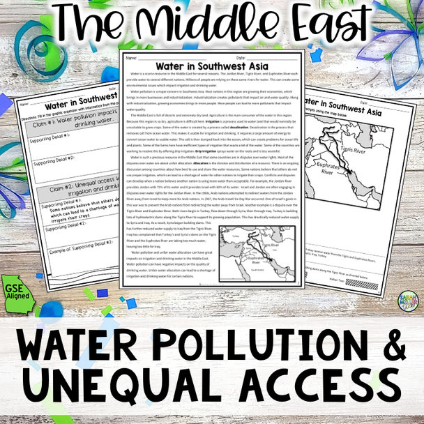 Water Pollution & Unequal Access Reading Activity Packet in Middle East