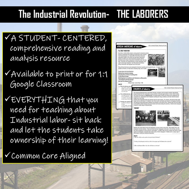 The Industrial Revolution Laborers: Reading Comprehension Unit Lessons!