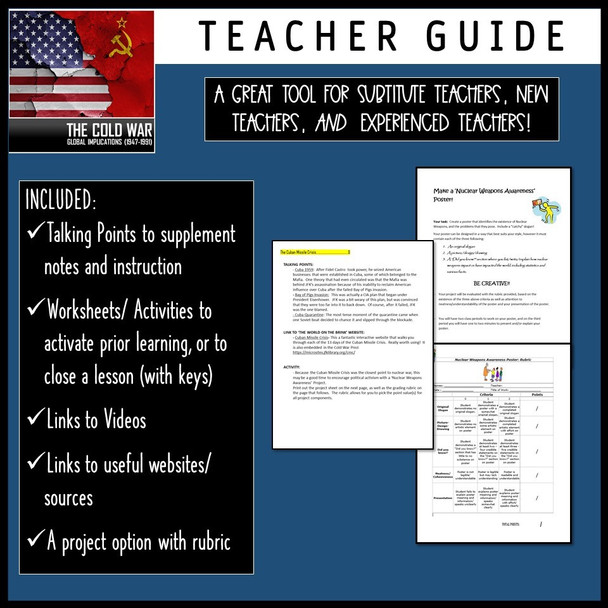 Cold War Unit Bundle! (Guided Notes, Teacher Guide, Test, Prezi: US History)