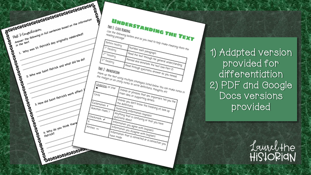 History of St Patricks Day Differentiated Reading